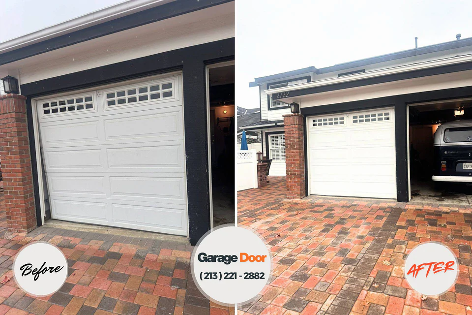 Before and after: garage door repair Blanchard, OK